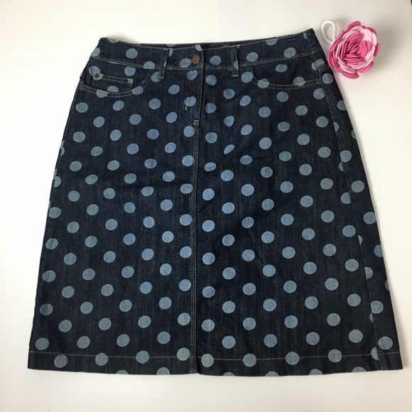 Boden Dresses & Skirts - BODEN Denim Skirt Polka Dot 5-Pocket Front Zip